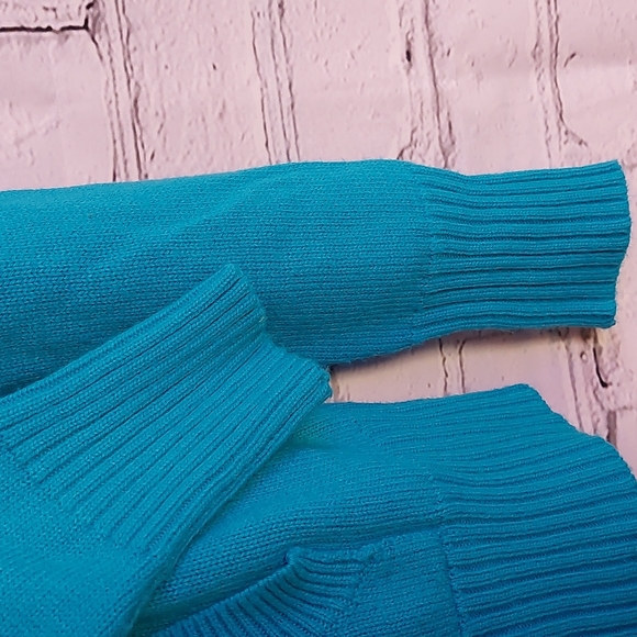 Fair Isle Knit Skull Derek Heart Blue Green Hoodie Sweater L Large Y2K - Picture 5 of 8